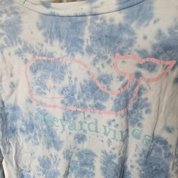 Vineyard Vines Blue Tie Dye Ling Sleeve Pocket Tee Shirt Womens Size Small - Picture 3 of 8